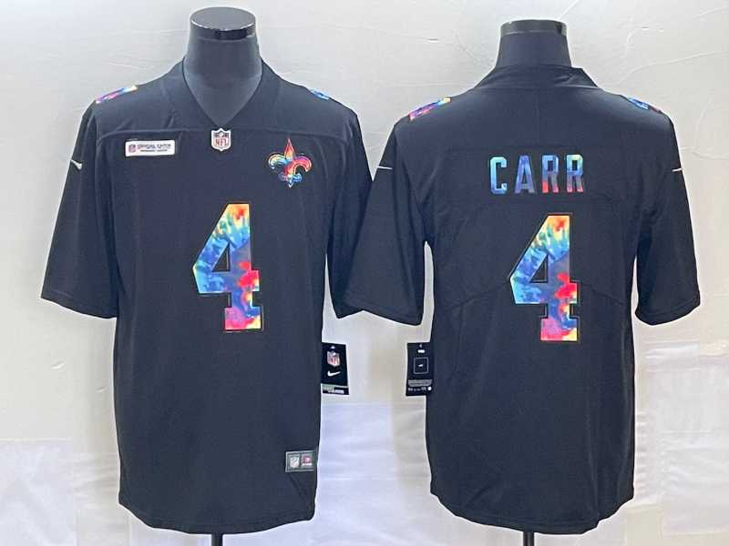 Men%27s New Orleans Saints #4 Derek Carr Multi-Color Black 2020 NFL Crucial Catch Vapor Untouchable Nike Limited Jersey